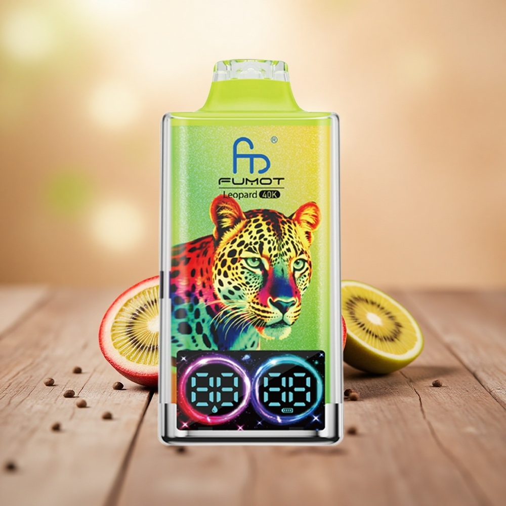 Kiwi Markisa Jambu Fumot Leopard 40K Puffs Dual Mesh Digital Tube Oil Power Display