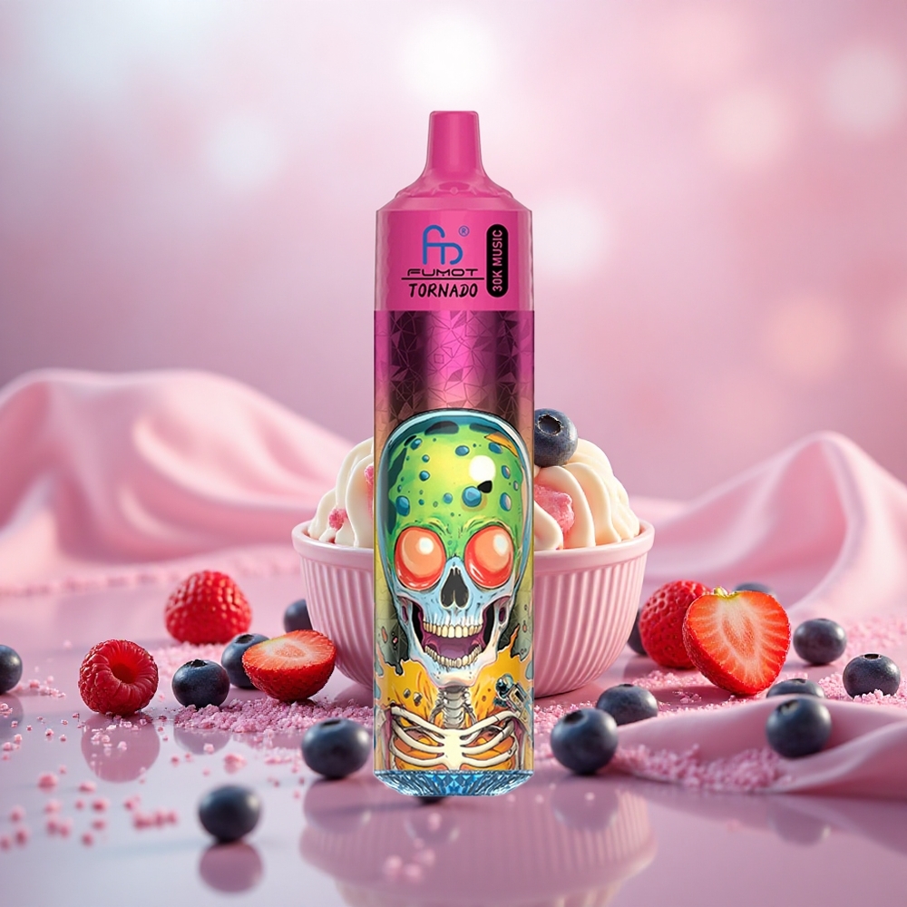 Blueberry Strawberry Raspberry Ice Cream Fumot Randm Tornado 30,000 Puff LED Display