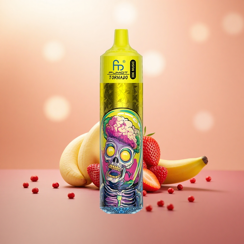 Pisang Strawberry Fumot RandM Tornado 30,000 Puff 30mL LED