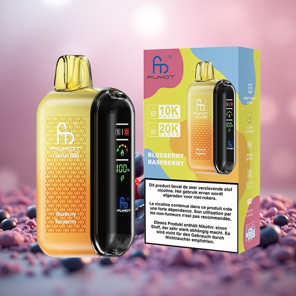 Biru Raspberry Fumot Tornado 20000 Puff Dual Mesh Coil