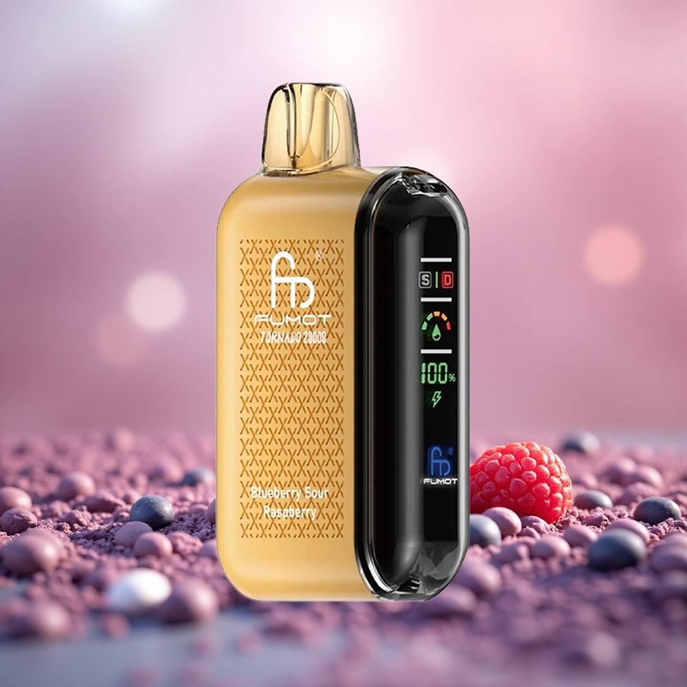 Blueberry Raspberry Masam Fumot Tornado 20000 Puff Dwi Gegelung Mesh