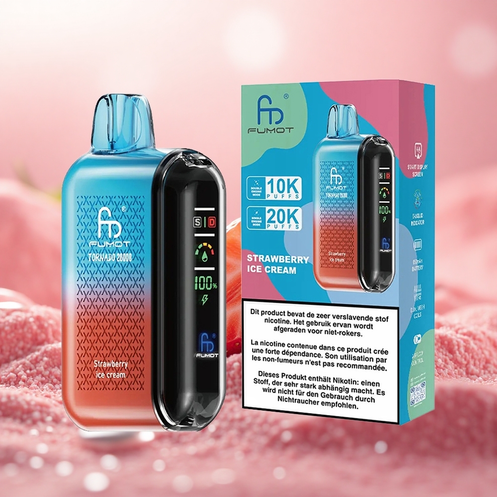 Strawberi Ais Krim Fumot Tornado 20000 Puff Dual Mesh Coil