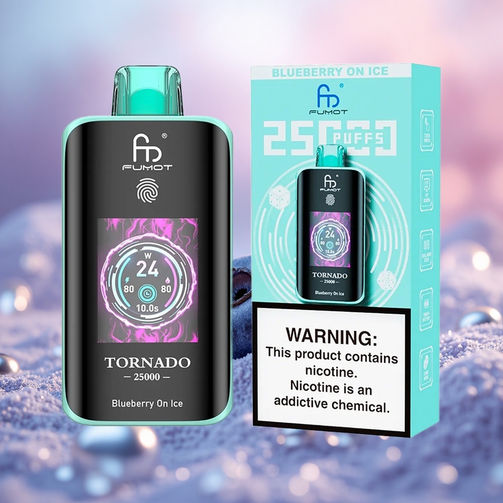 Biru Beri Ais Fumot Tornado 25000 Puffs 20ml E-Cecair Pra-Isi