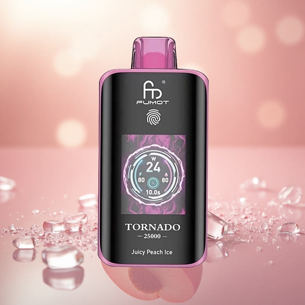 Fumot Tornado Ais Peach Juicy 25000 Puff 700mAh Bateri Boleh Dicas Semula