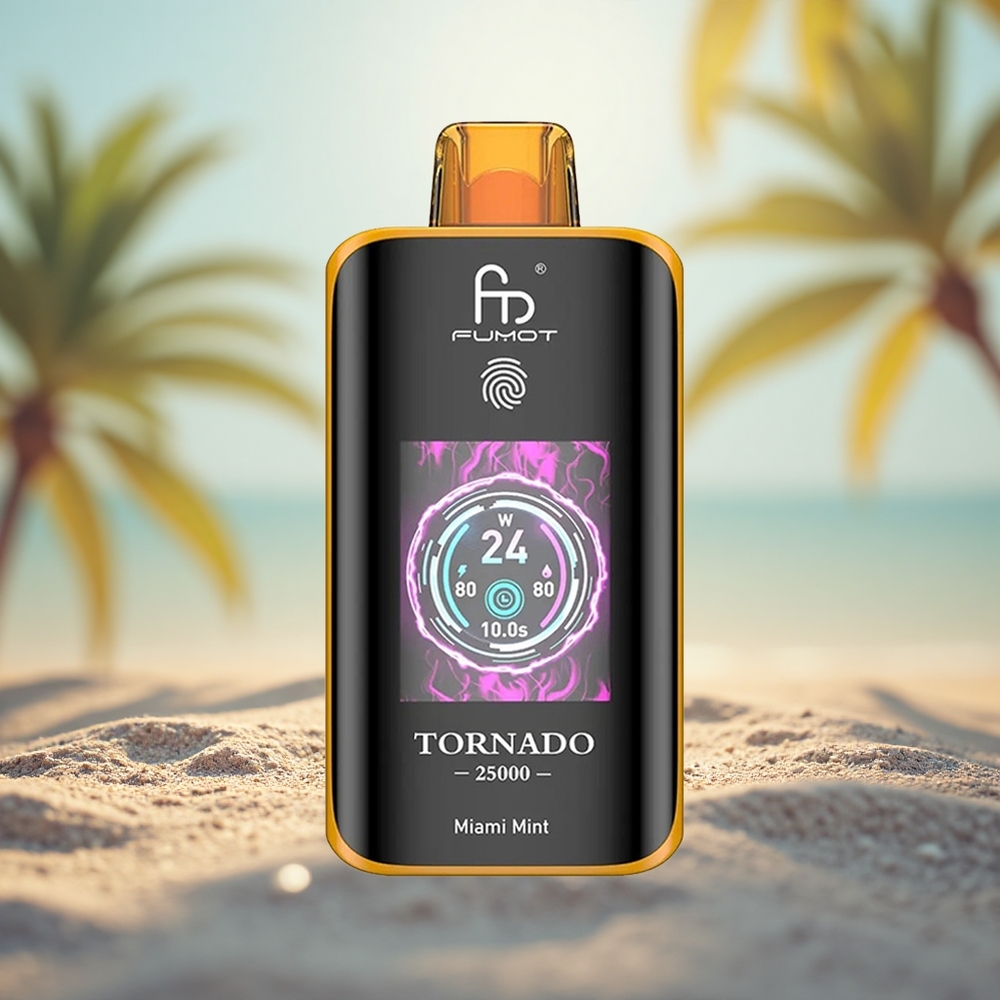 Mint Miami Fumot Tornado 25000 Puff Skrin HD Boleh Dicas Semula Port Jenis-C
