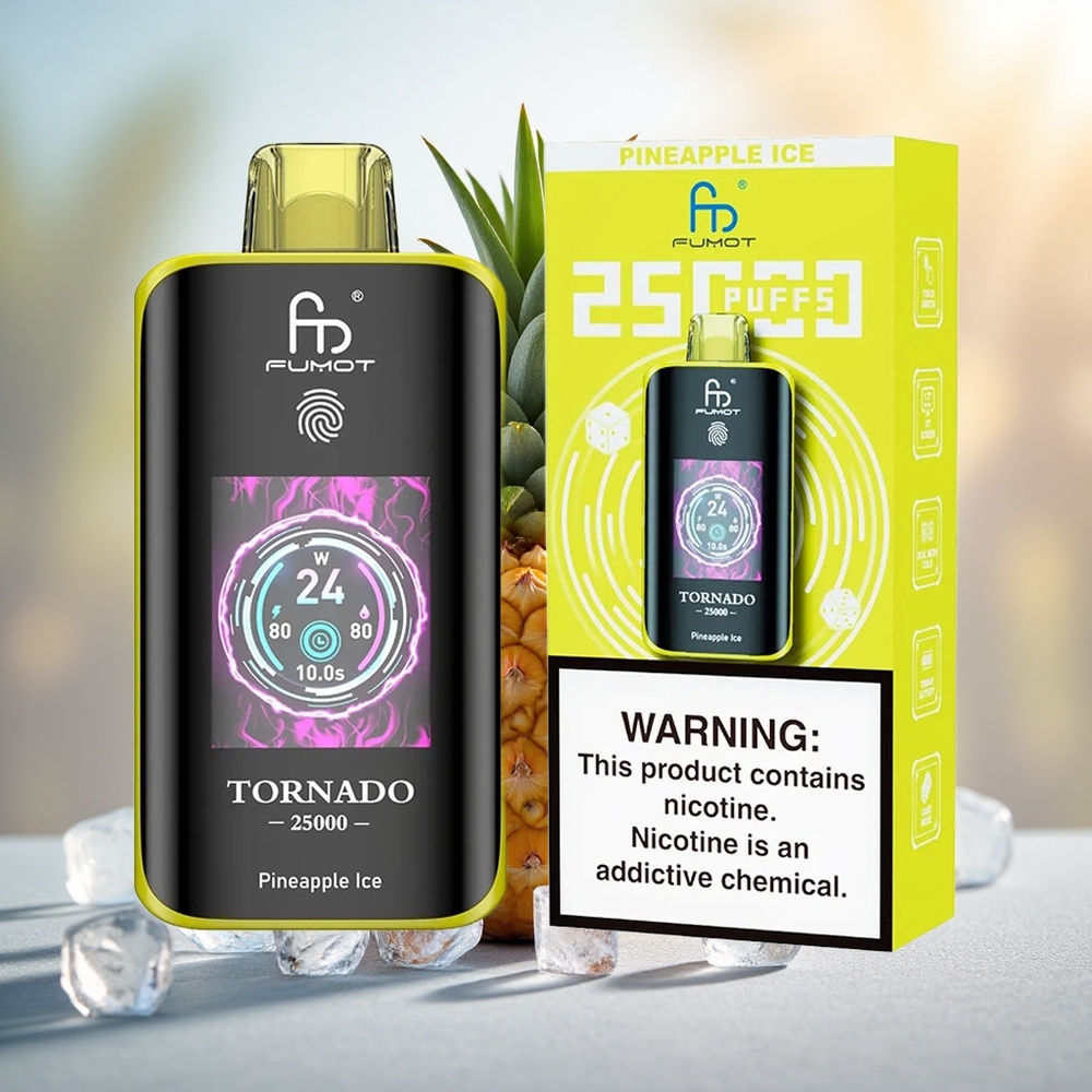 Nanas Ais Fumot Tornado 25000 Puffs Bateri 700mAh Boleh Dicas Semula