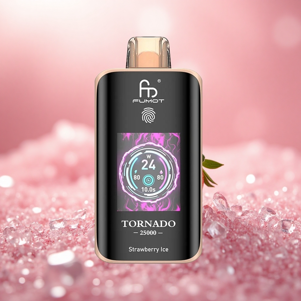 Strawberi Ais Fumot Tornado 25000 Puffs Bateri Boleh Dicas Semula 700mAh