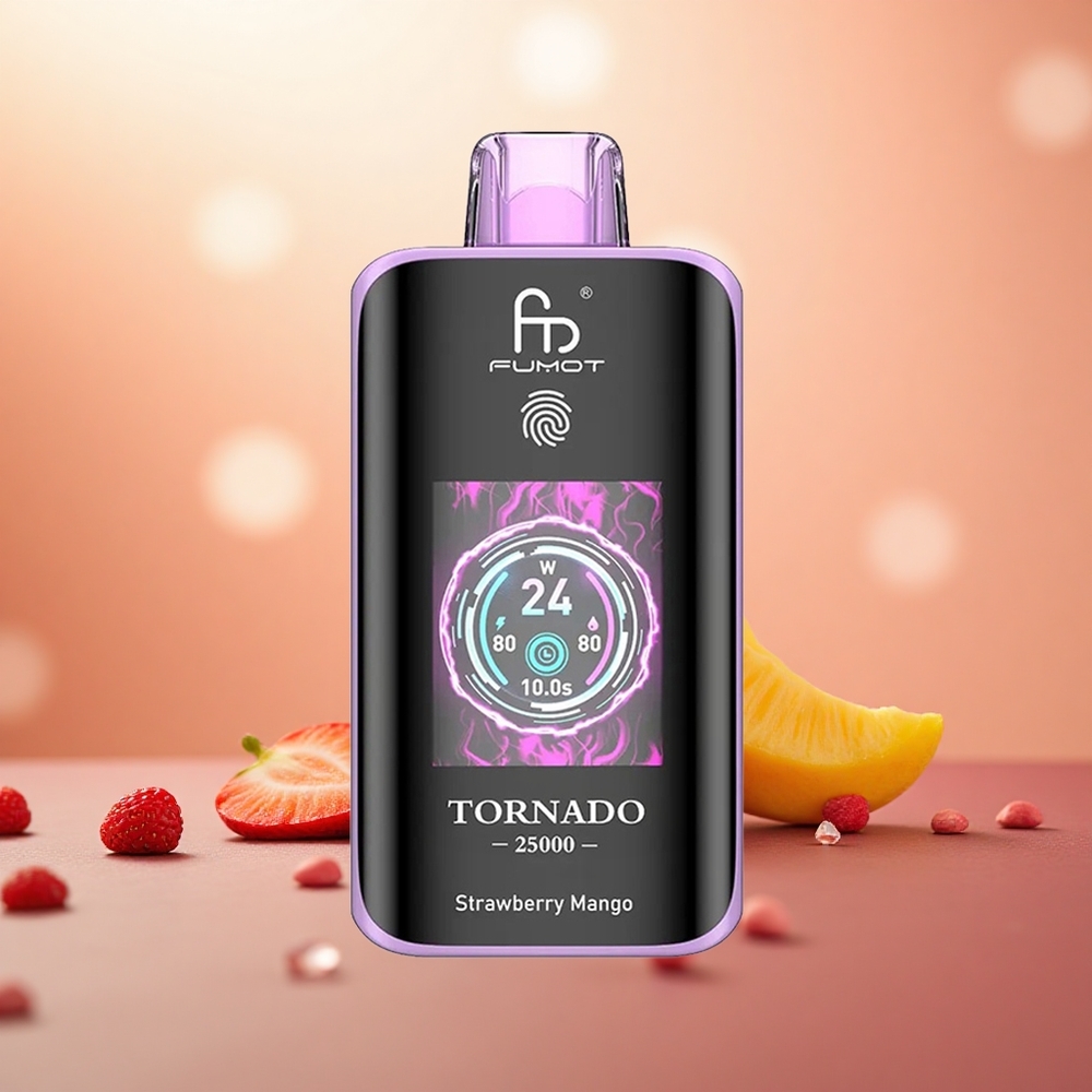 Strawberi Mangga Fumot Tornado 25000 Puffs Bateri Boleh Dicas Semula 700mAh