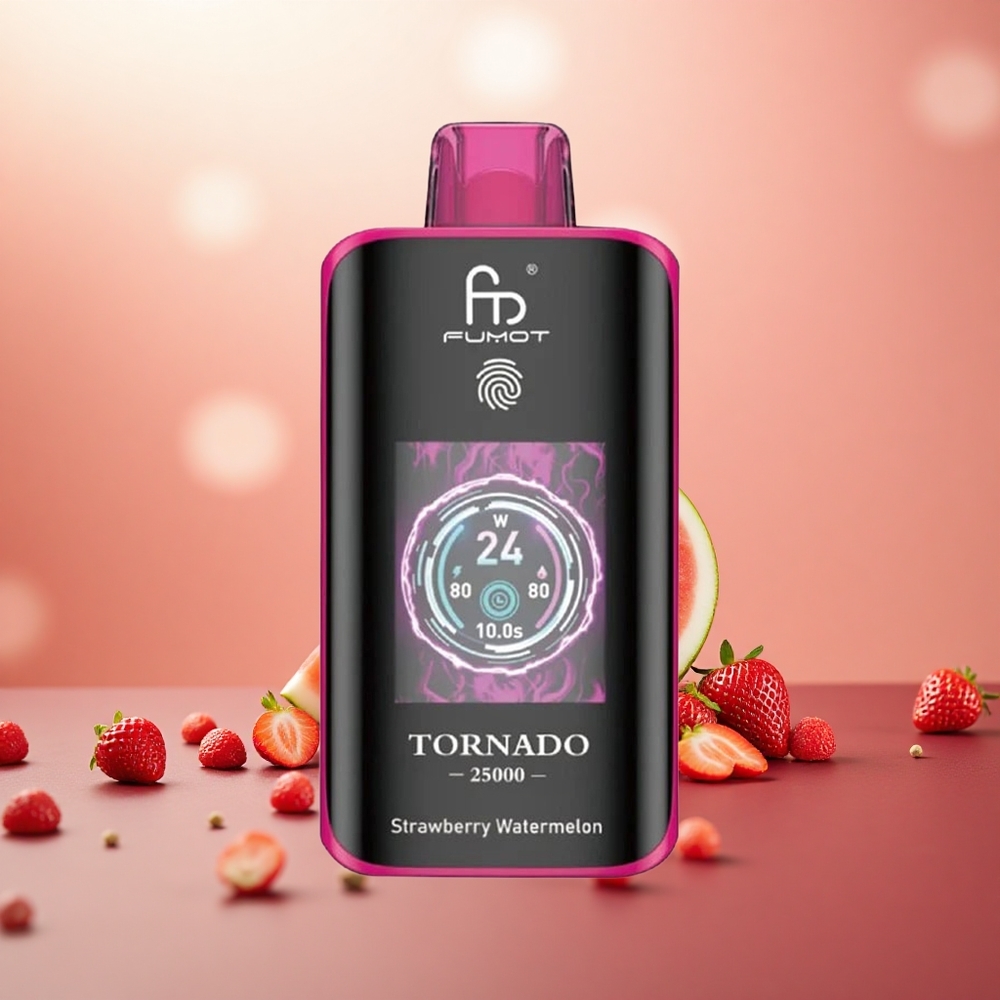 Strawberi Tembikai Fumot Tornado 25000 Puff Bateri Boleh Dicas Semula 700mAh