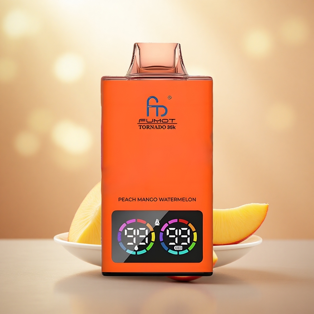 Pisang Mangga Peach Fumot Tornado 35000 Puff Penunjuk Cecair E