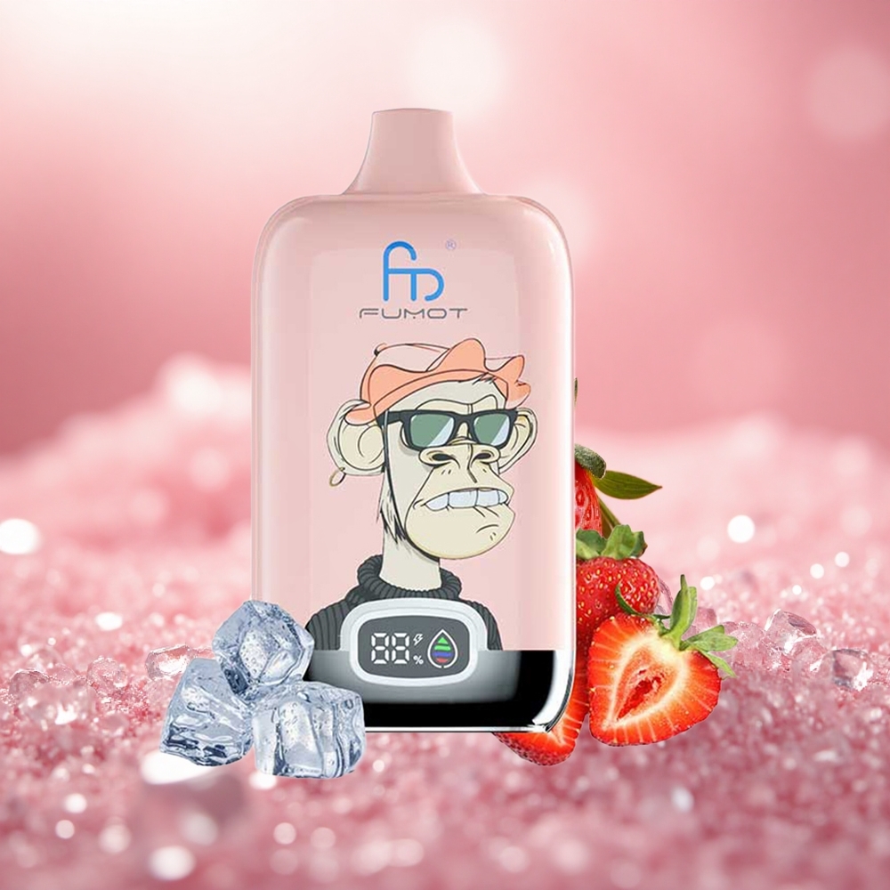 Strawberi Ais Fumot Tornado Digital Box 12000 Puffs 20ml E-Cair Bateri 550mAh Jenis-C