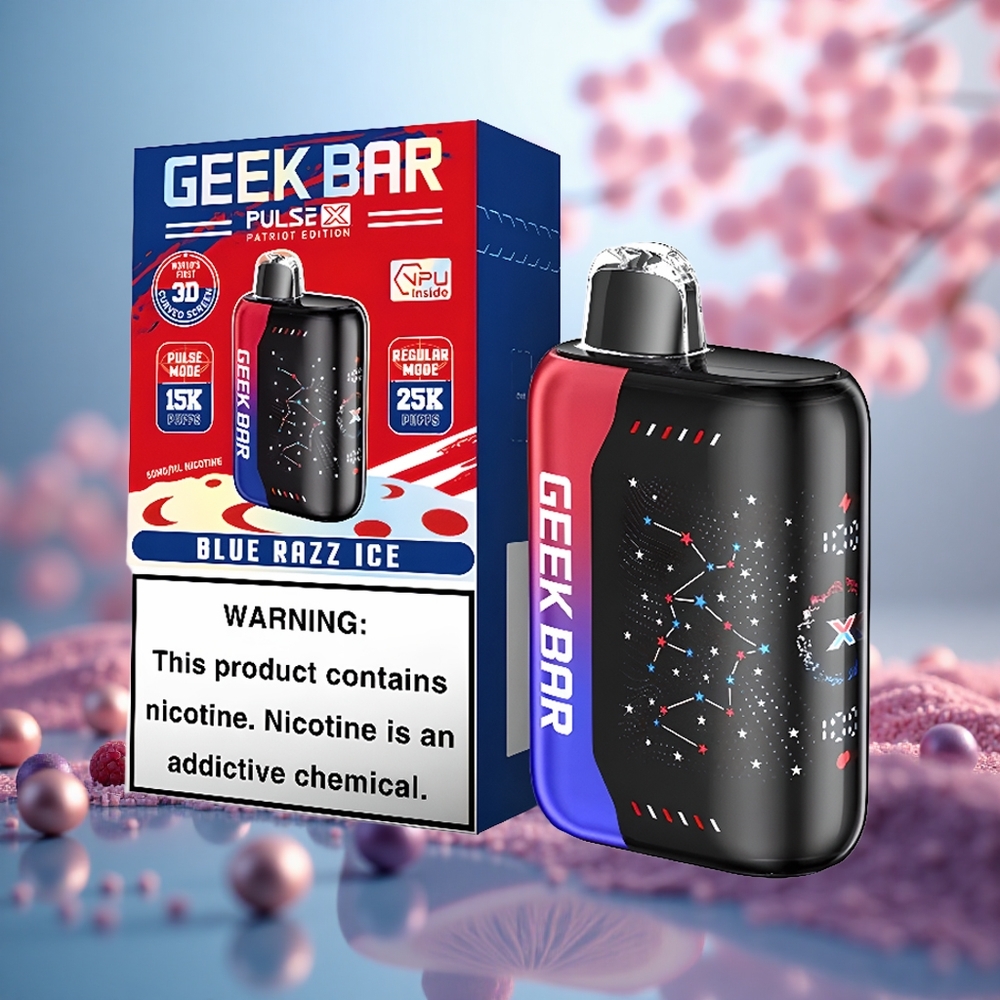 Gula Tarik Klasik GEEK BAR Pulse X 25000 Puffs Edisi Patriot dengan Skrin Penunjuk Melengkung 3D