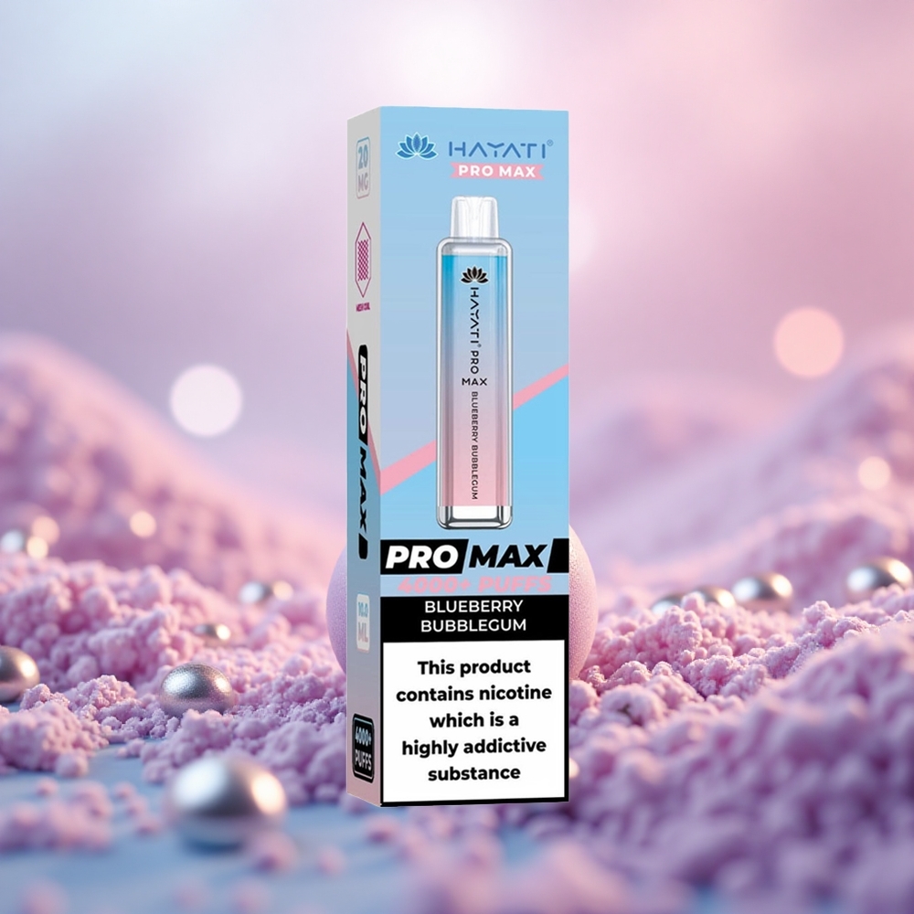 Bubblegum Bluberi Hayati Pro Max 4000 Puffs Perisa Ganda 2% Nikotin Bateri Boleh Dicas Semula LED