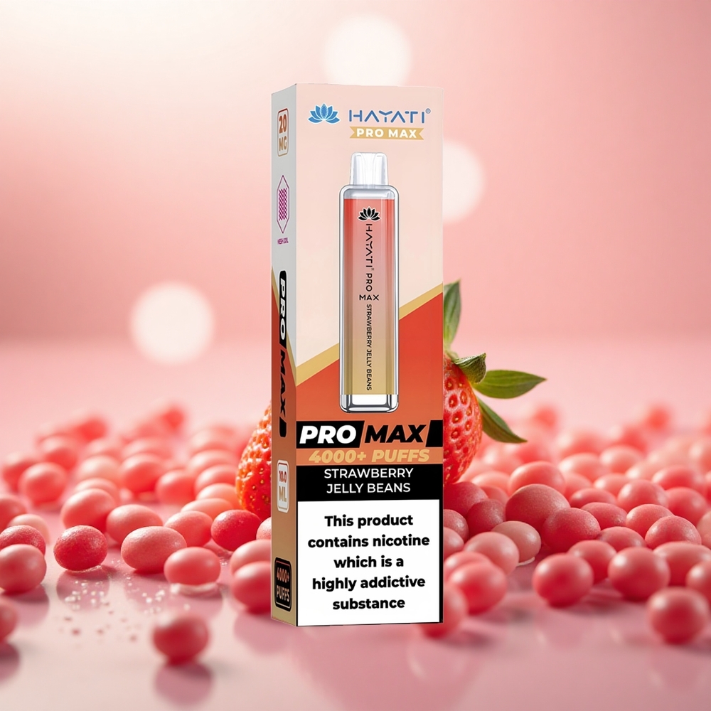 Jeli Kacang Strawberry Hayati Pro Max 4000 Puff Gegelung Dwi 1.1 Ohm Mesh