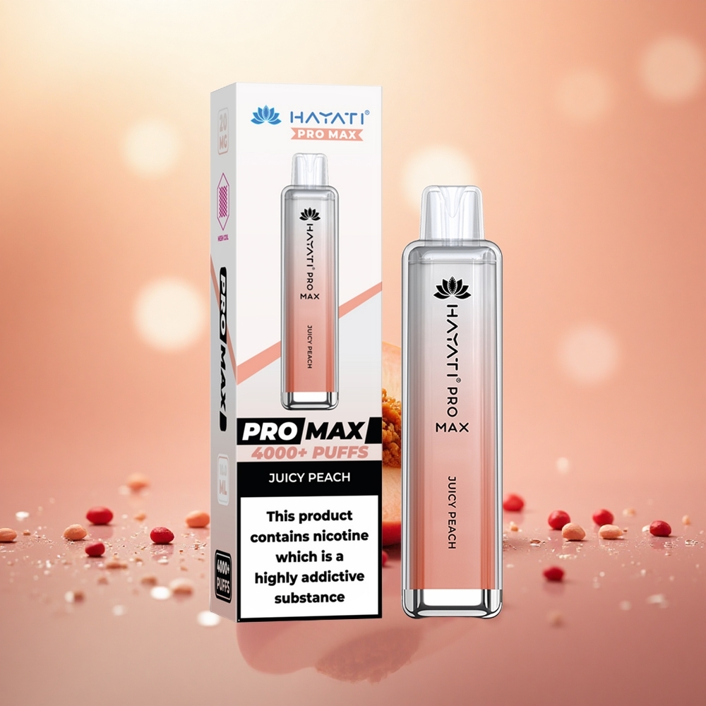 Peach Berair Hayati Pro Max 4000 Puff Bateri Boleh Dicas Semula