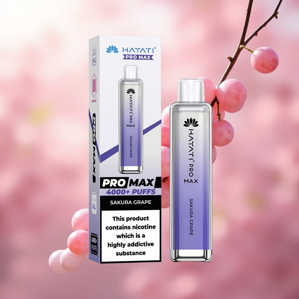 Sakura Anggur Hayati Pro Max 4000 Puff Vape LED Kembar 1.1 Ohm Mesh Coil