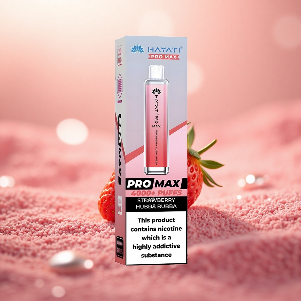 Strawberry Hubba Bubba Hayati Pro Max 4000 Puffs Gegelung Dwi 1.1 Ohm Mesh