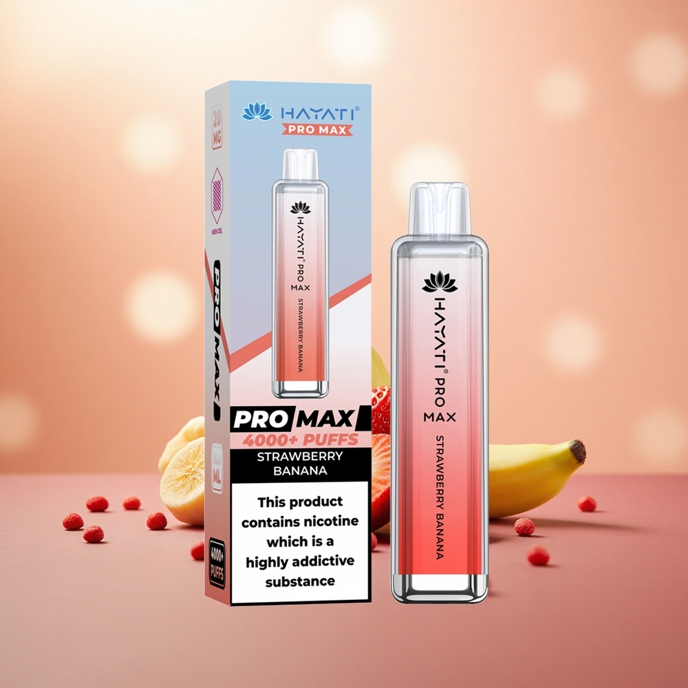 Strawberry Pisang Hayati Pro Max 4000 Puffs Gegelung Dwi 1.1 Ohm Mesh