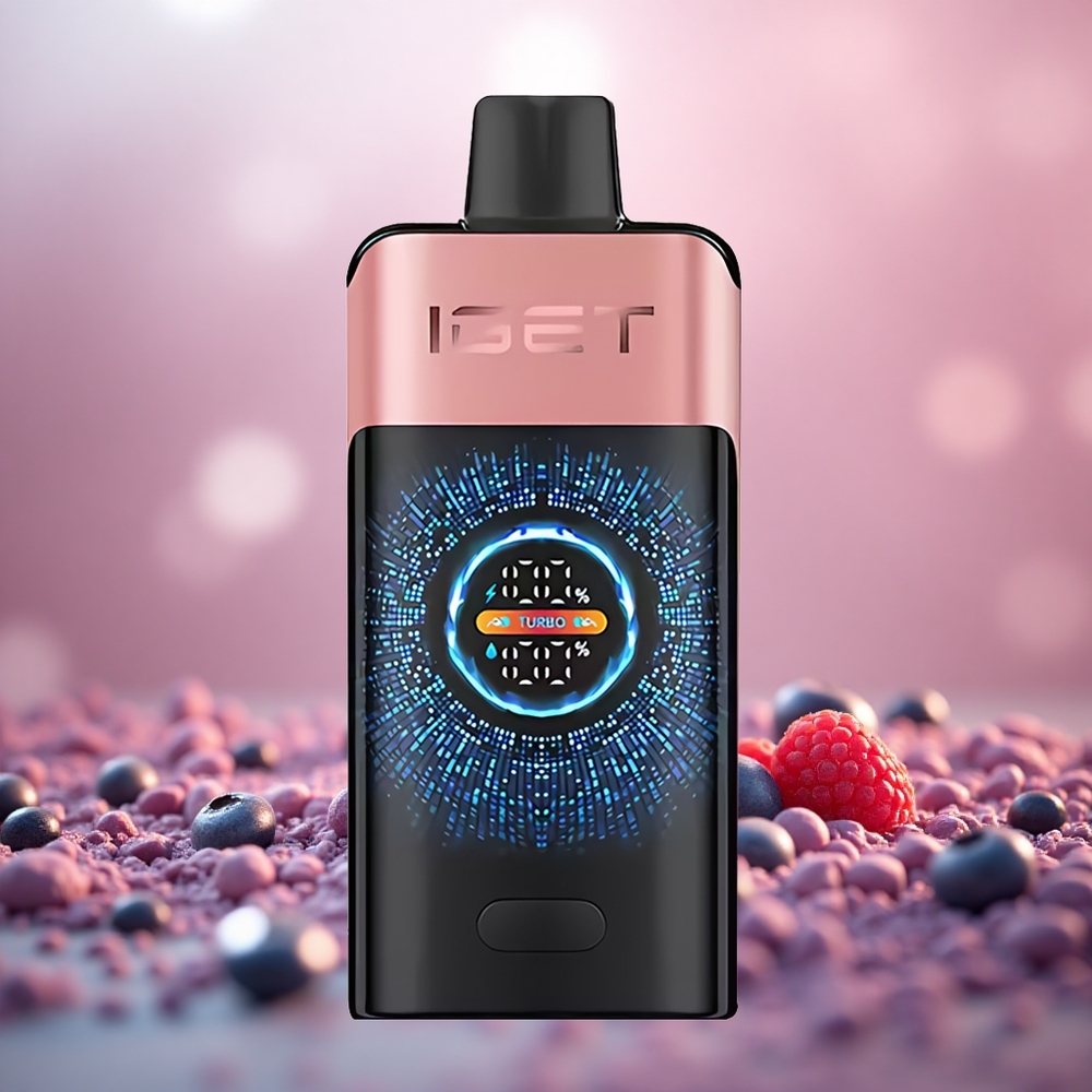 Bluberi Rasberi IGET ONE 12000 Puff Skrin Warna Melengkung Besar