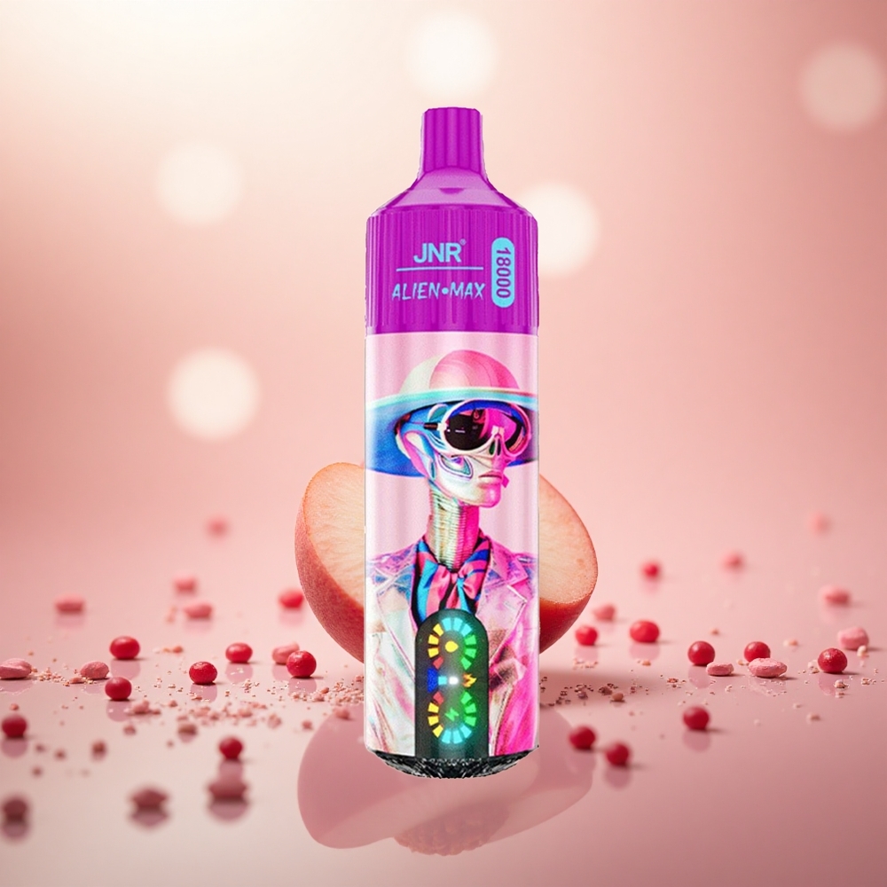 Putih Peach Razz JNR Alien Max 18000 Puffs Gegelung Dwi Mesh
