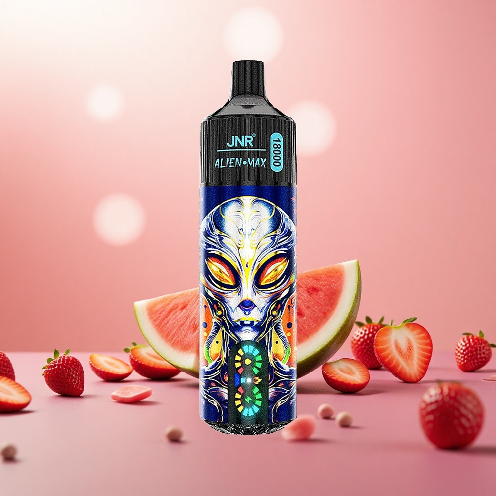 Strawberi Tembikai Gula-Gula Getah JNR Alien Max 18000 Puffs Gegelung Dwi Mesh Type-C Pantas Caj