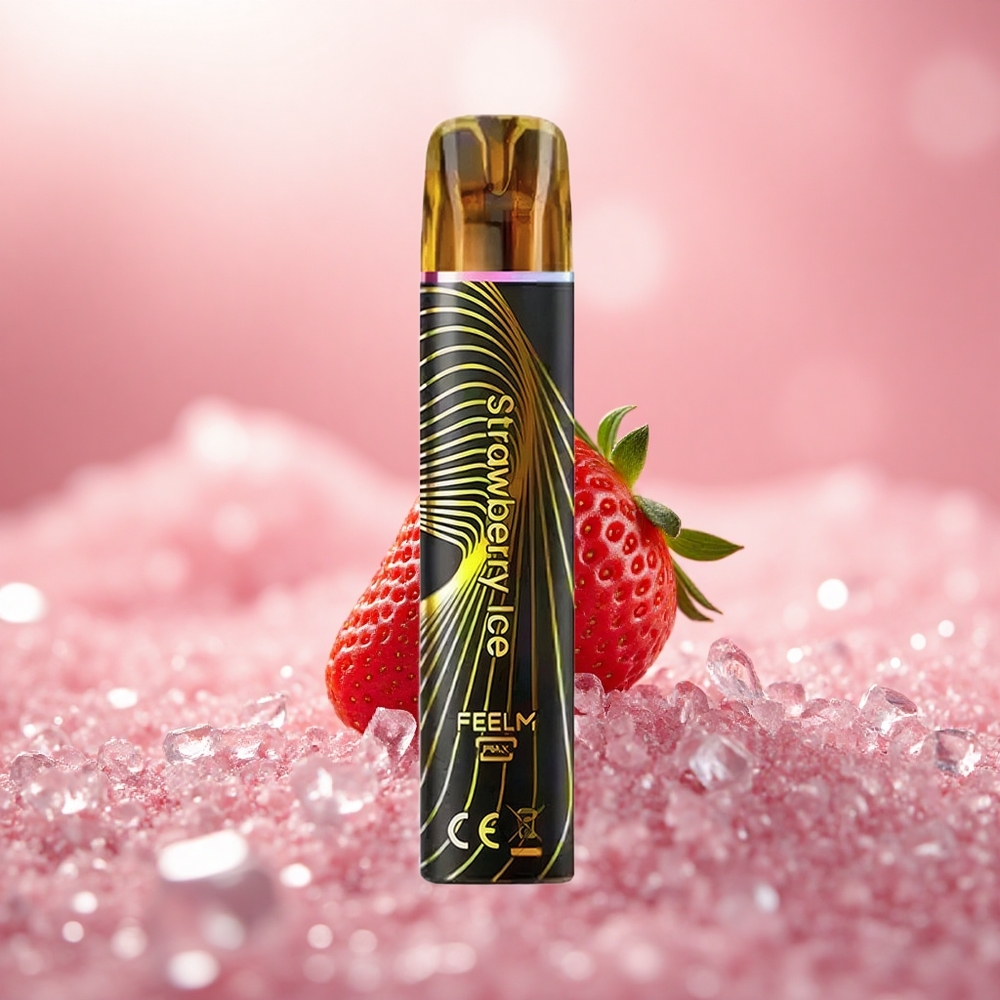 Strawberi Ais JNR Hitam&Emas 800 Puff Tiada Cas