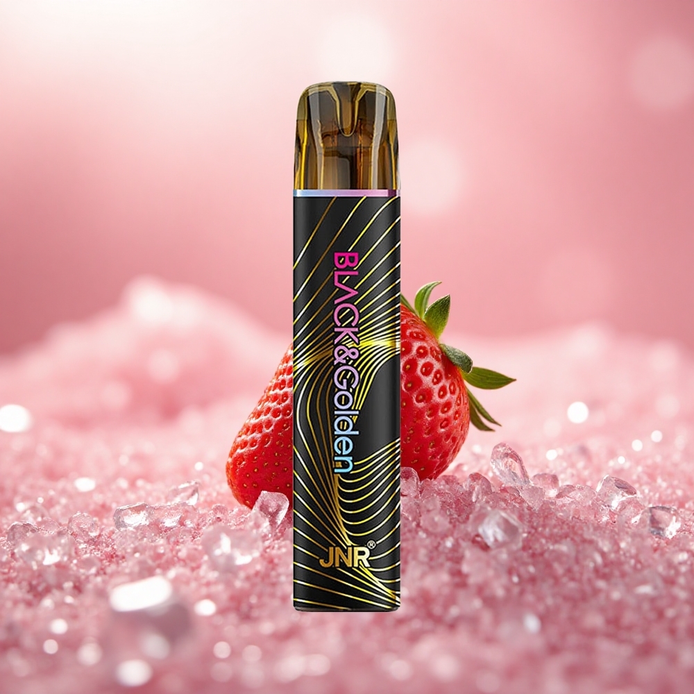 Strawberi Ais JNR Hitam&Emas 800 Puff Tiada Cas