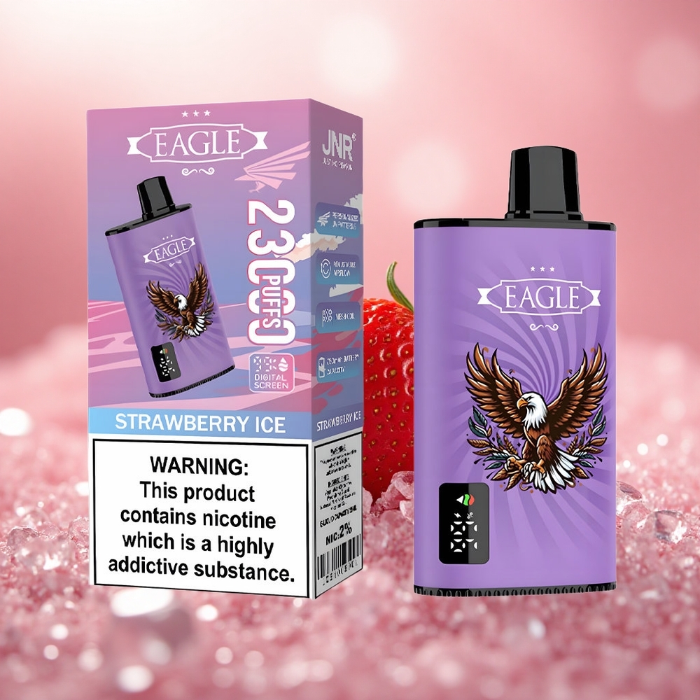 Strawberi Ais JNR EAGLE Smart 23000 Puffs Aliran Udara Boleh Laras