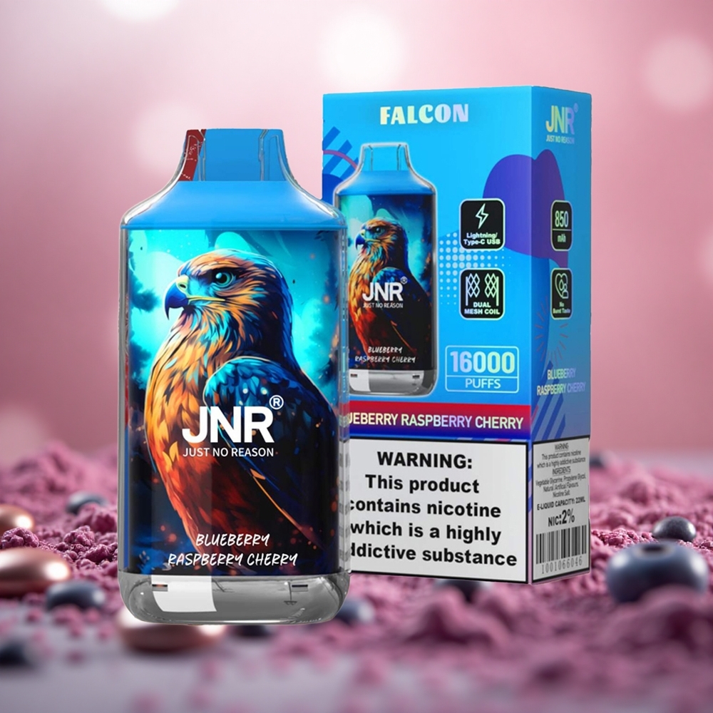 Biru Raspberry Ceri JNR Falcon 16000 Puffs Gegelung Dwi Mesh