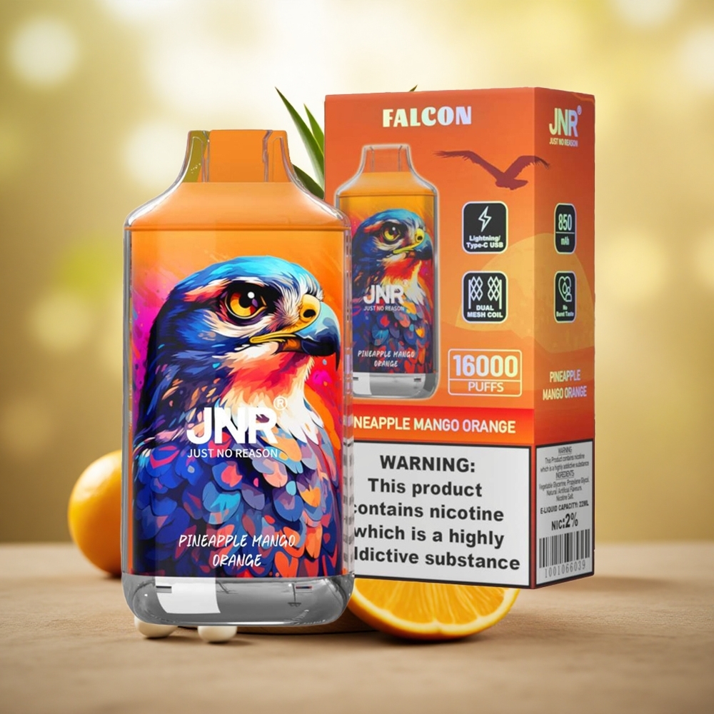 Nanas Mangga Oren JNR Falcon 16000 Puffs Kapasiti E-Cecair 22ml