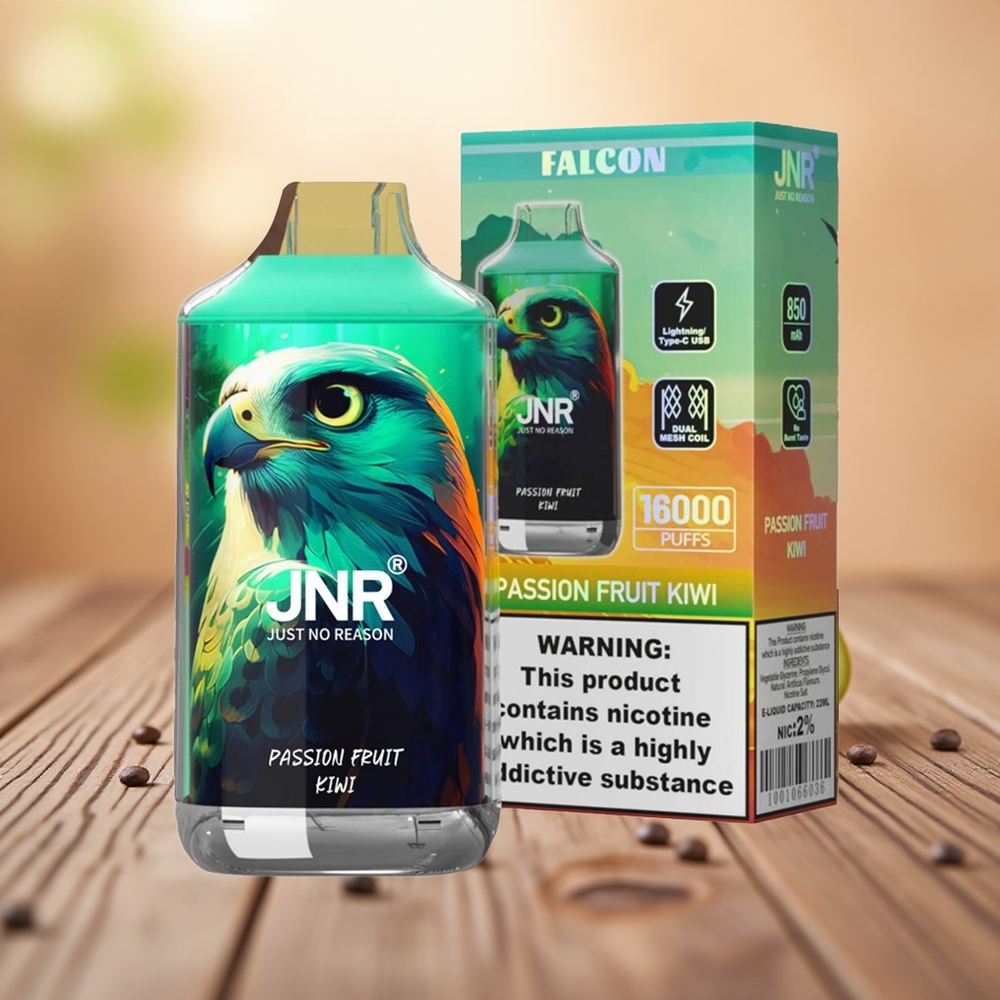 Passion Fruit Kiwi JNR Falcon 16000 Puffs Gegelung Dwi Mesh Vape Sekali Pakai
