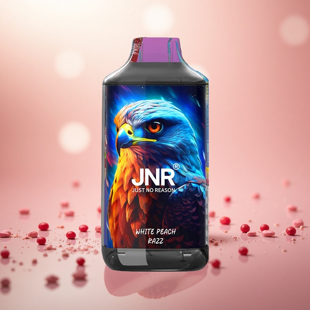 Putih Peach Razz JNR Falcon 16000 Puffs Gegelung Dwi Mesh