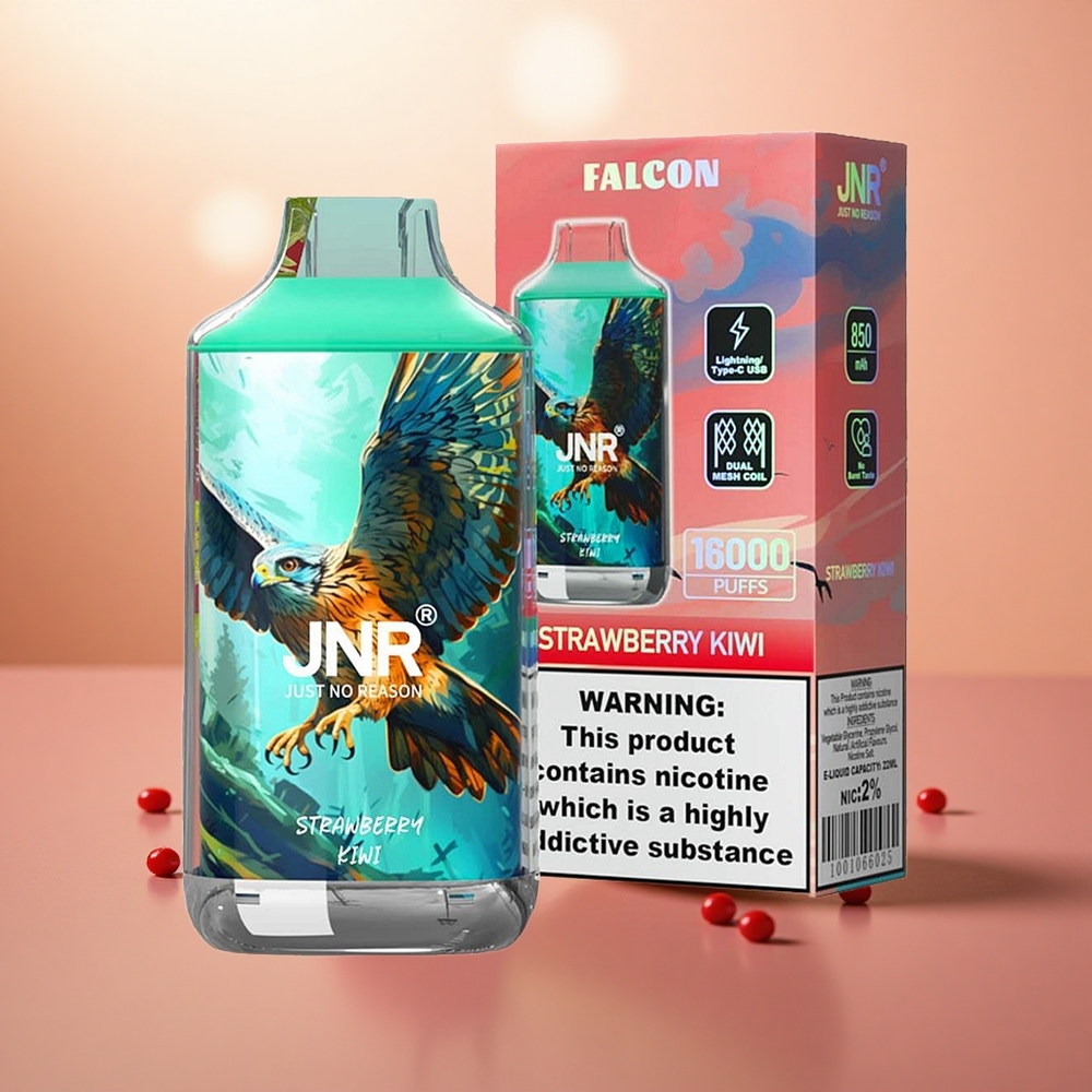 Strawberi Kiwi JNR Falcon 16000 Puffs Gegelung Dwi Mesh