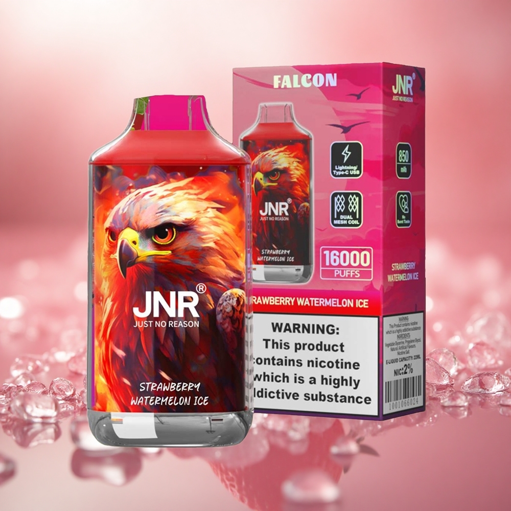 Strawberi Tembikai Ais JNR Falcon 16000 Puffs Gegelung Dwi Mesh