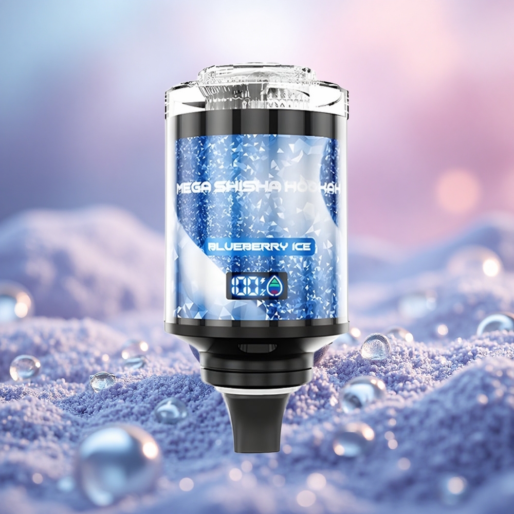 Biru Ais Blueberry JNR Mega Shisha 100K 2200mAh Jenis-C Pantas Pencahayaan Pernafasan Skrin Pintar Interaktif Aliran Udara Boleh Laras 2% Nikotin