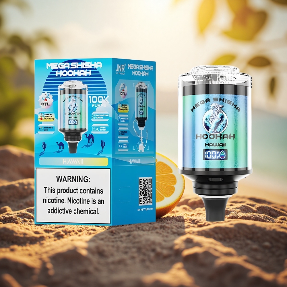 Hawaii JNR Mega Shisha Hookah 100K 100000 Puff 60ml e-Liquid 2200mAh Jenama Siri Desktop Keserasian Jenama
