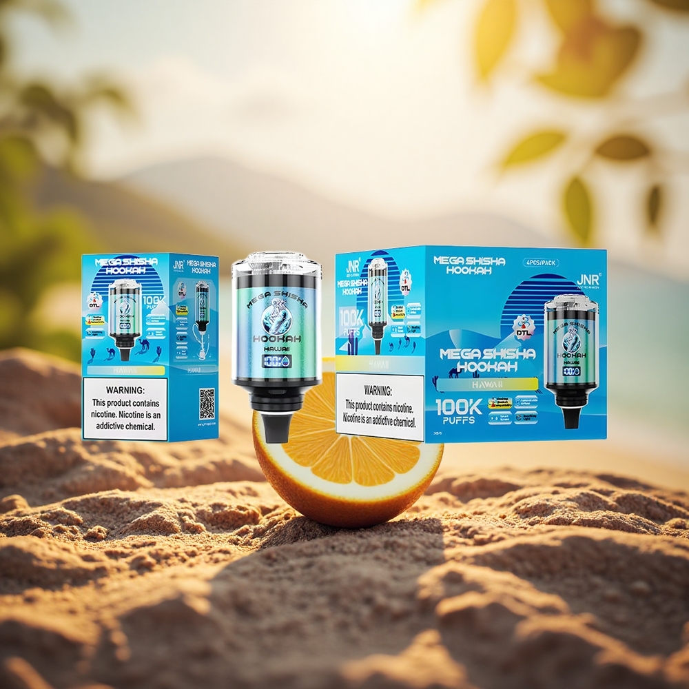 Hawaii JNR Mega Shisha Hookah 100K 100000 Puff 60ml e-Liquid 2200mAh Jenama Siri Desktop Keserasian Jenama