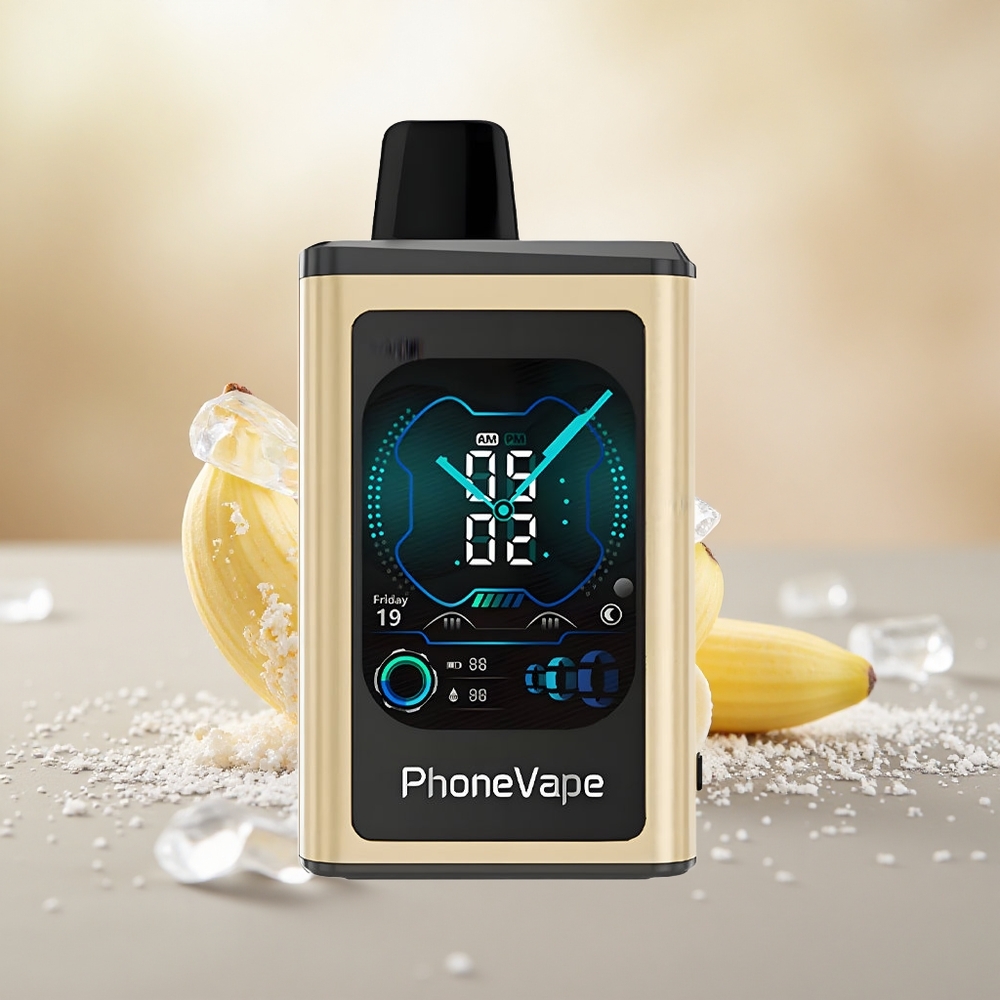 Pisang Ais JNR PhoneVape 30000 Hisapan Skrin Penuh Vape Sekali Pakai