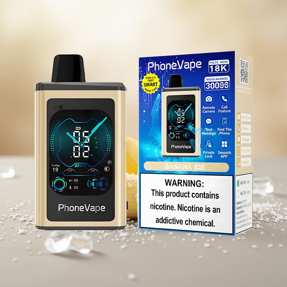 Pisang Ais JNR PhoneVape 30000 Hisapan Skrin Penuh Vape Sekali Pakai