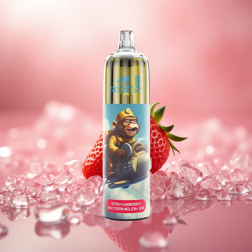 Strawberi Tembikai Ais JNR Rocket-X 12400 Puff Pengewap Buang Jenama dengan Aliran Udara Laras