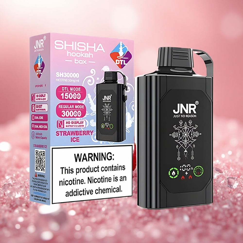 Strawberi Ais JNR Shisha Hookah Box 20500 Puff Gegelung Dwi Mesh