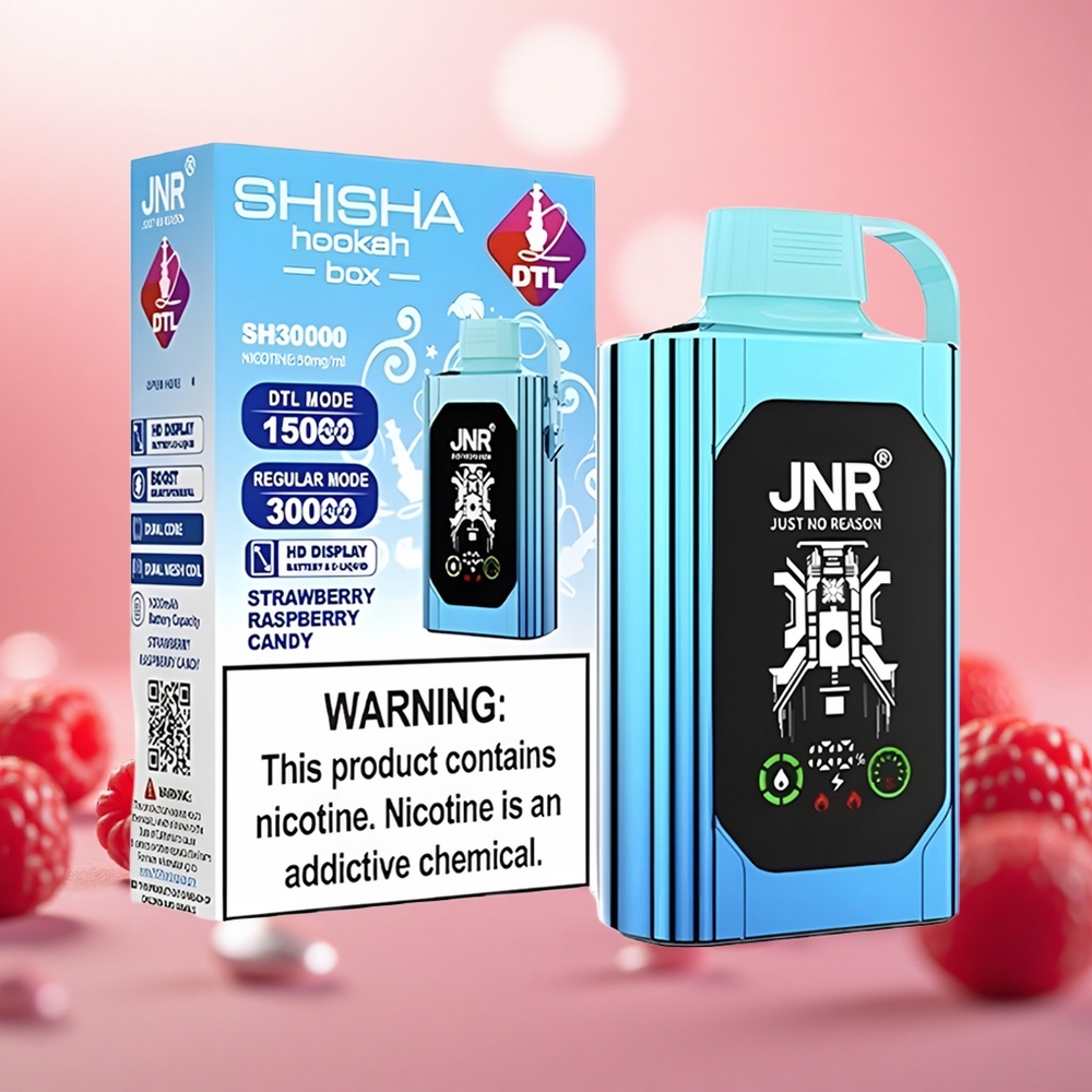 Strawberi Raspberi Gula-gula JNR Shisha Hookah Box 20500 Puff Gegelung Dwi Mesh