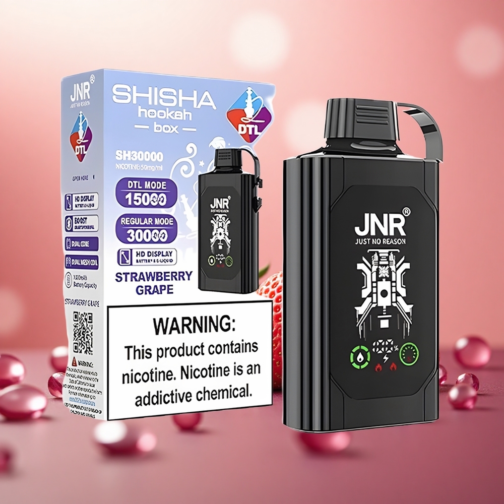 Strawberry Anggur JNR Shisha Hookah Box 20500 Puffs Gegelung Dwi Mesh