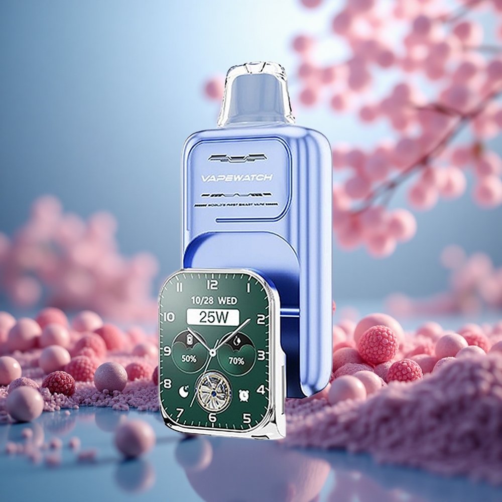 Ais Razz Biru JNR VapeWatch 30000 Puff Gegelung Dwi Mesh Type-C