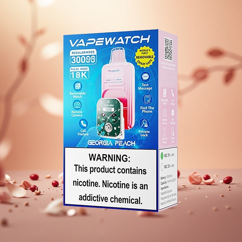 Persik Georgia JNR VapeWatch 30000 Puffs 1000mAh Vape Sekali Pakai