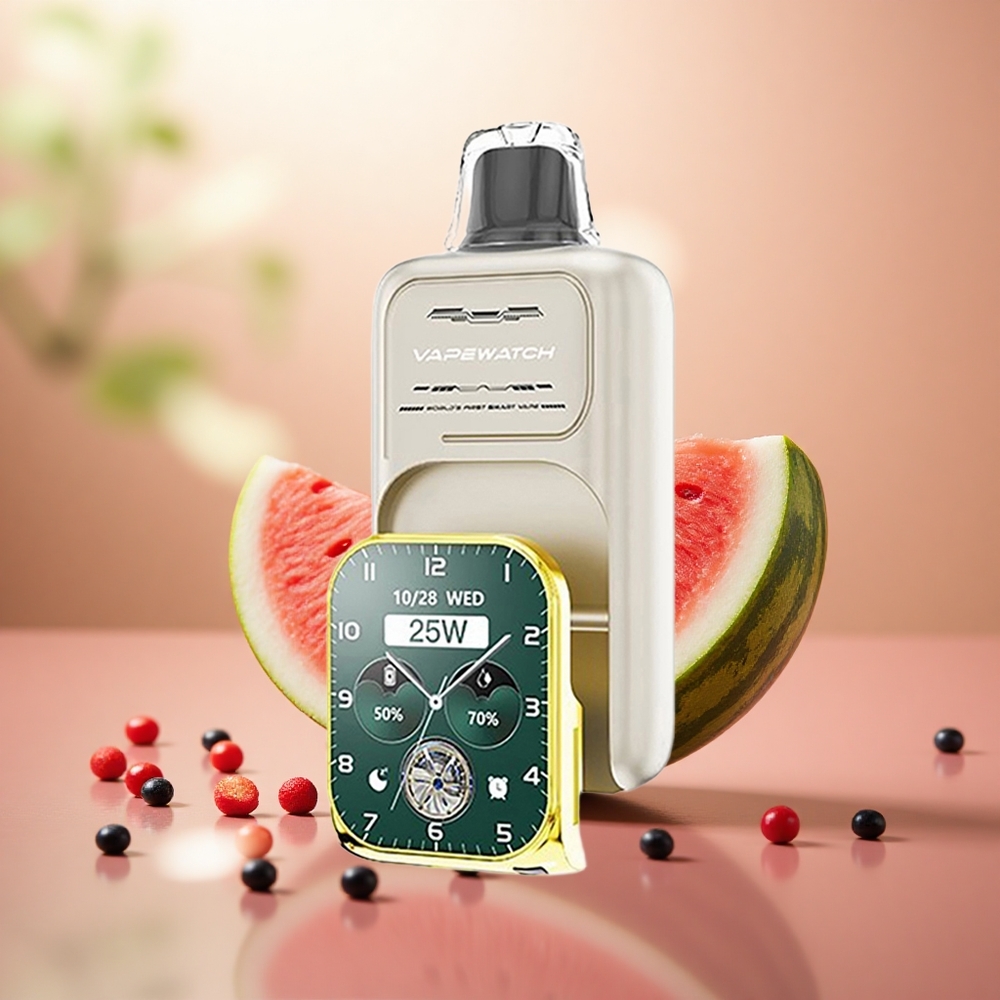 Tembikai Ais JNR VapeWatch 30000 Puffs Vape Sekali Pakai Gegelung Dwi Mesh