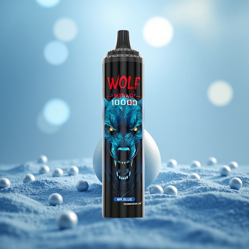 Biru Mr JNR Wolf Niplo 10000 Puffs 20ml Jenis-C Pantas Caj